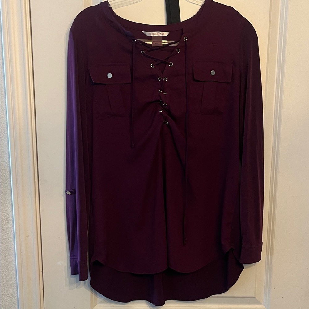 P.J. Salvage Plum Lace Up Blouse